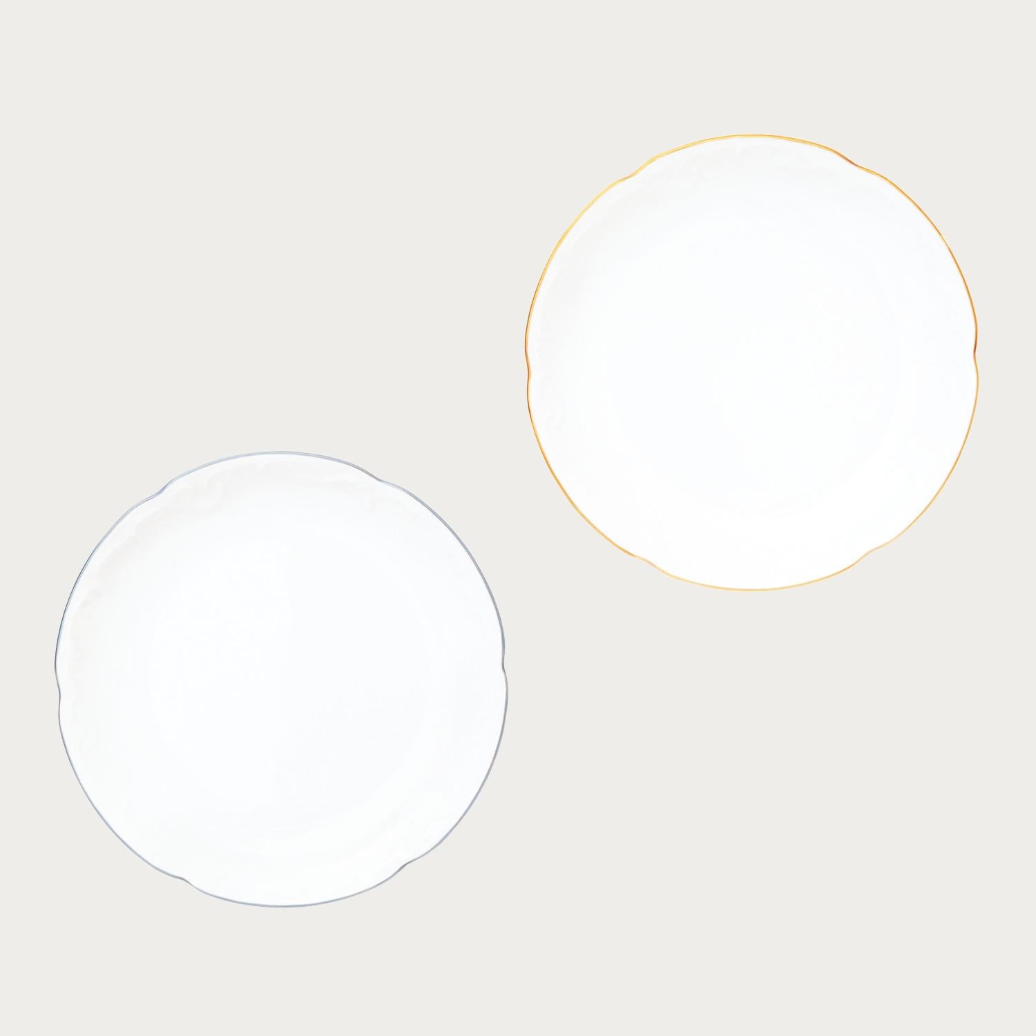 大倉陶園］ゴールド&プラチナライン 15cm銘々皿ペア(金・白金