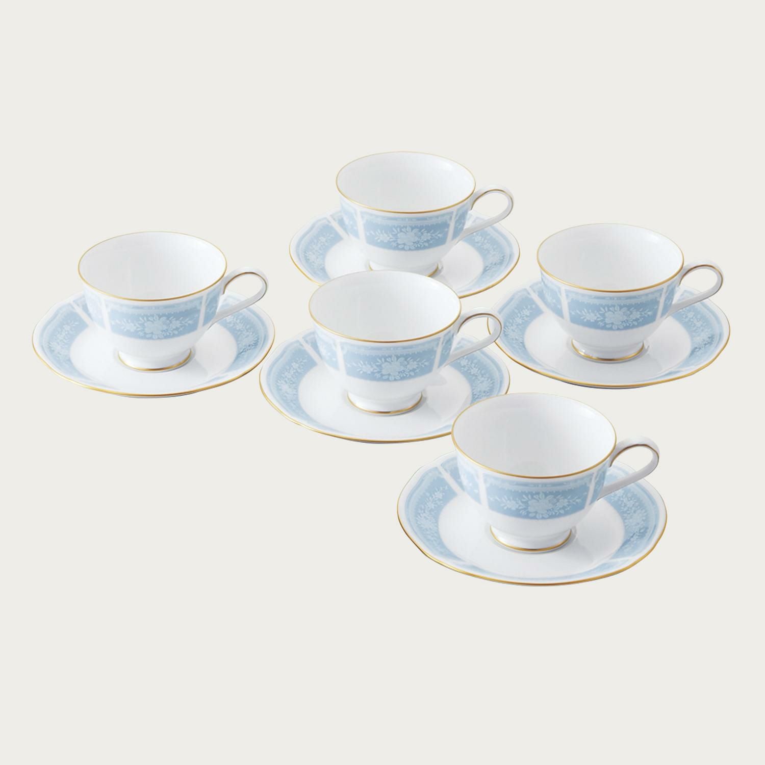 未使用 保管品　Noritake ノリタケ レースウッドゴールド サロンセット カップ ＆ ソーサー 5客 大皿セット ケーキ皿(E771wY) 000000028072-01.jpg?size=l&w=