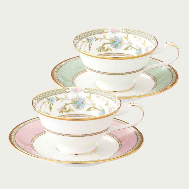 ヨシノ カップ&ソーサーペア(グリーン・ピンク)