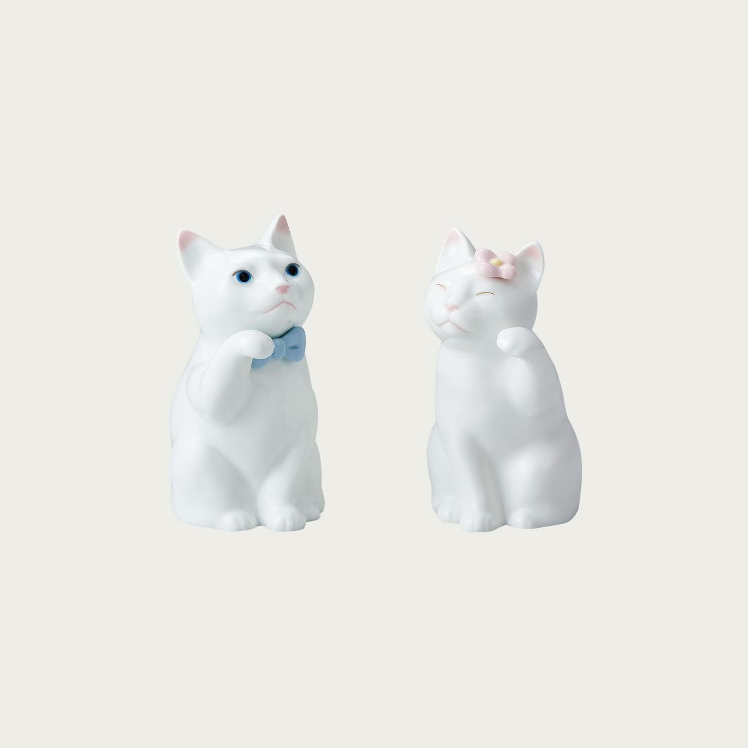 希少！とにかく可愛いノリタケ 「招き猫 」小 2匹+飾り台箱あり 置物 招き猫(小) ペア ウェルカムキャット | ノリタケ食器公式