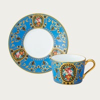 オマージュ コレクション カプチーノカップ&ソーサー(青絵花文)