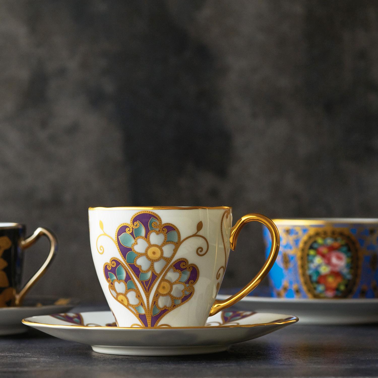 オマージュ コレクション コーヒーカップ&ソーサー(雲母金彩花文)