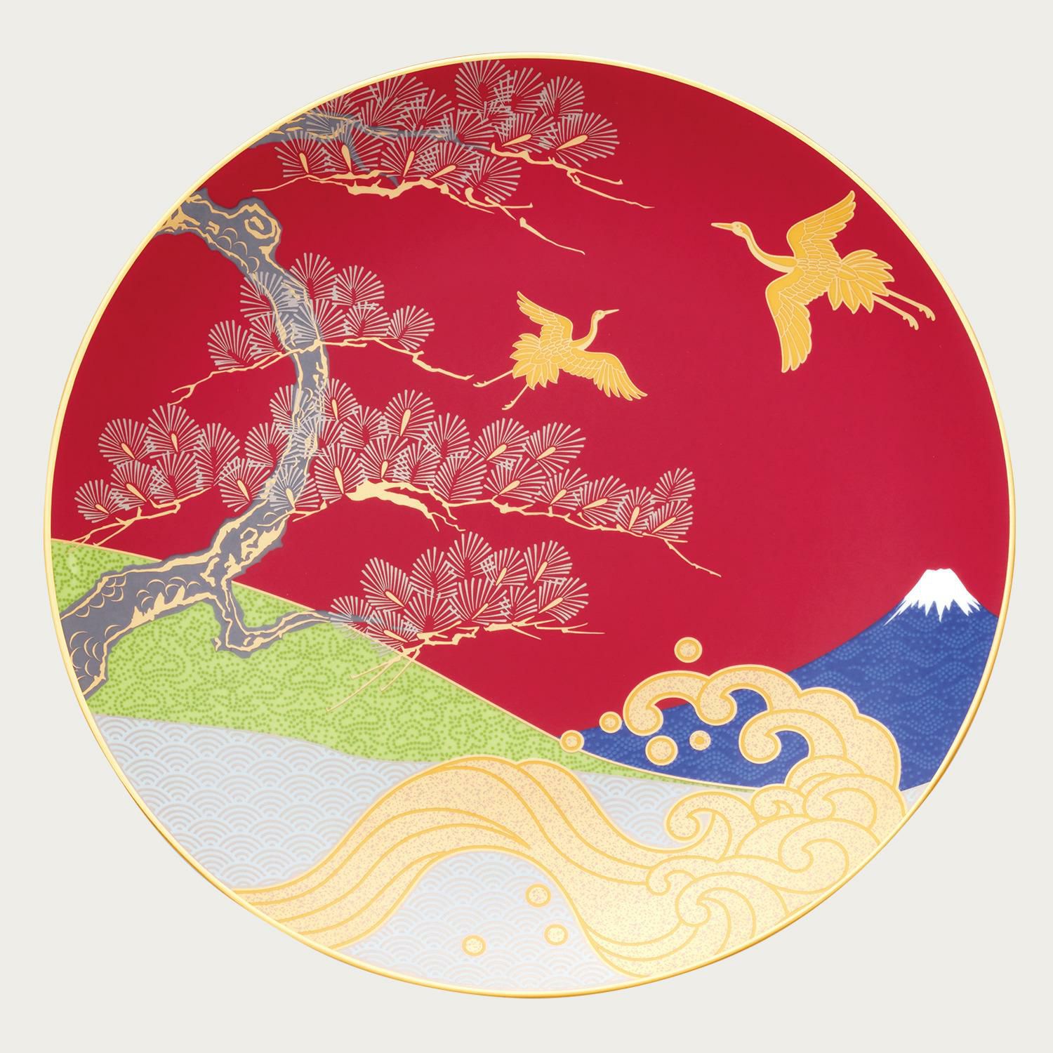 富士山 27cm額皿 赤富士 (皿立て付) | ノリタケ食器公式オンラインショップ