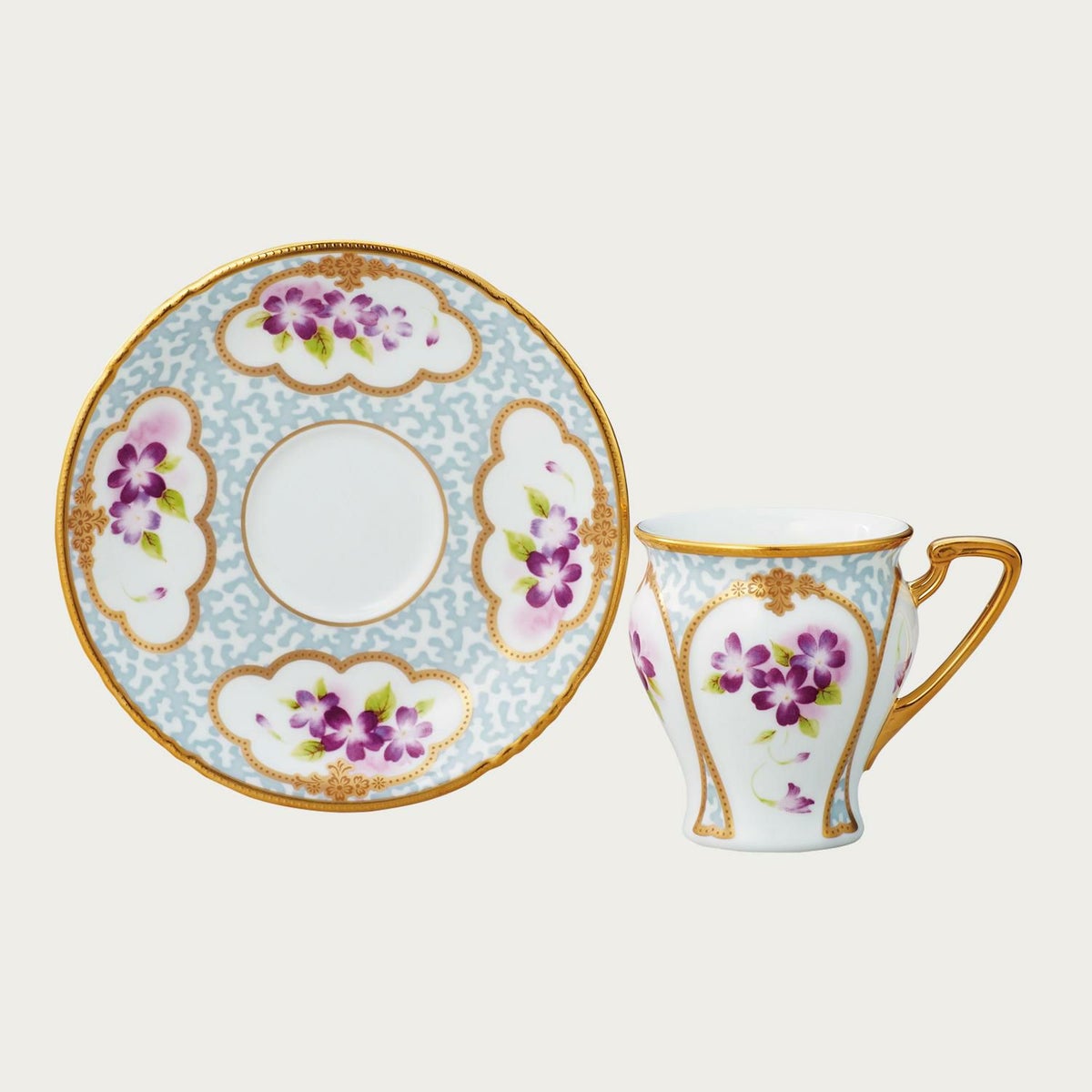 オマージュ コレクション コーヒーカップ&ソーサー 色絵金彩菫文