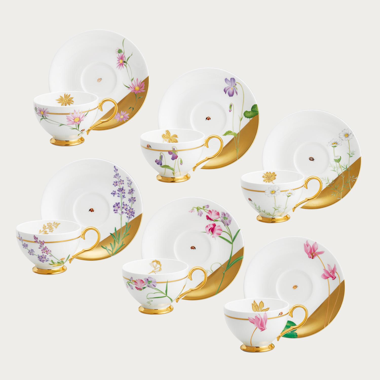食器 ティーカップ　ソーサー　5セット カップ&ソーサー 5客セット ルティーネ おしゃれ モノトーン