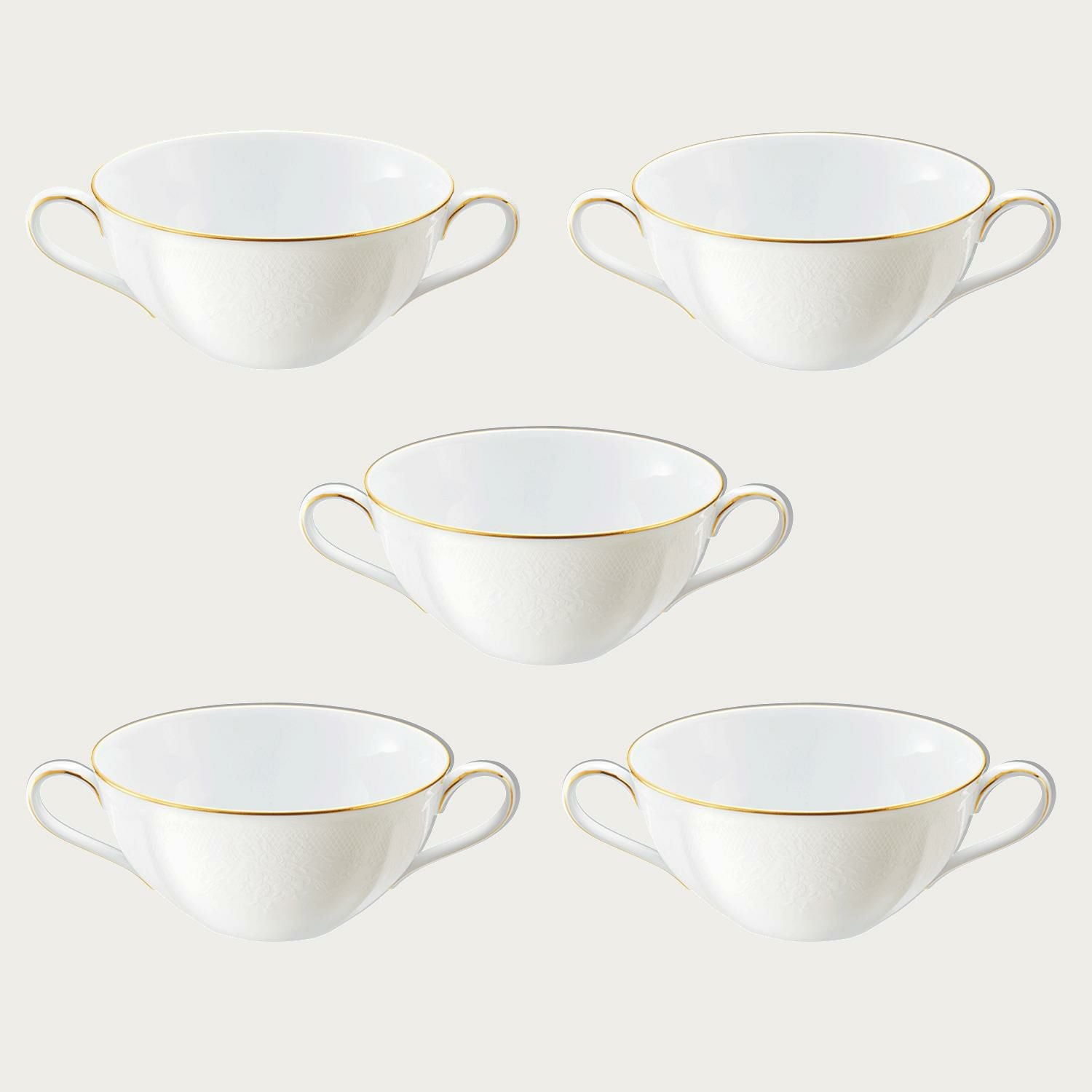 Noritake リッチモンドシリーズ　ゴールドライン　スープカップ　5セット Noritake Japan – Premium and Luxurious Porcelain Cup & Saucer Set