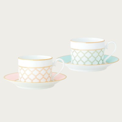 トレフォリオゴールド&プラチナ カップ&ソーサーペア (色変り 