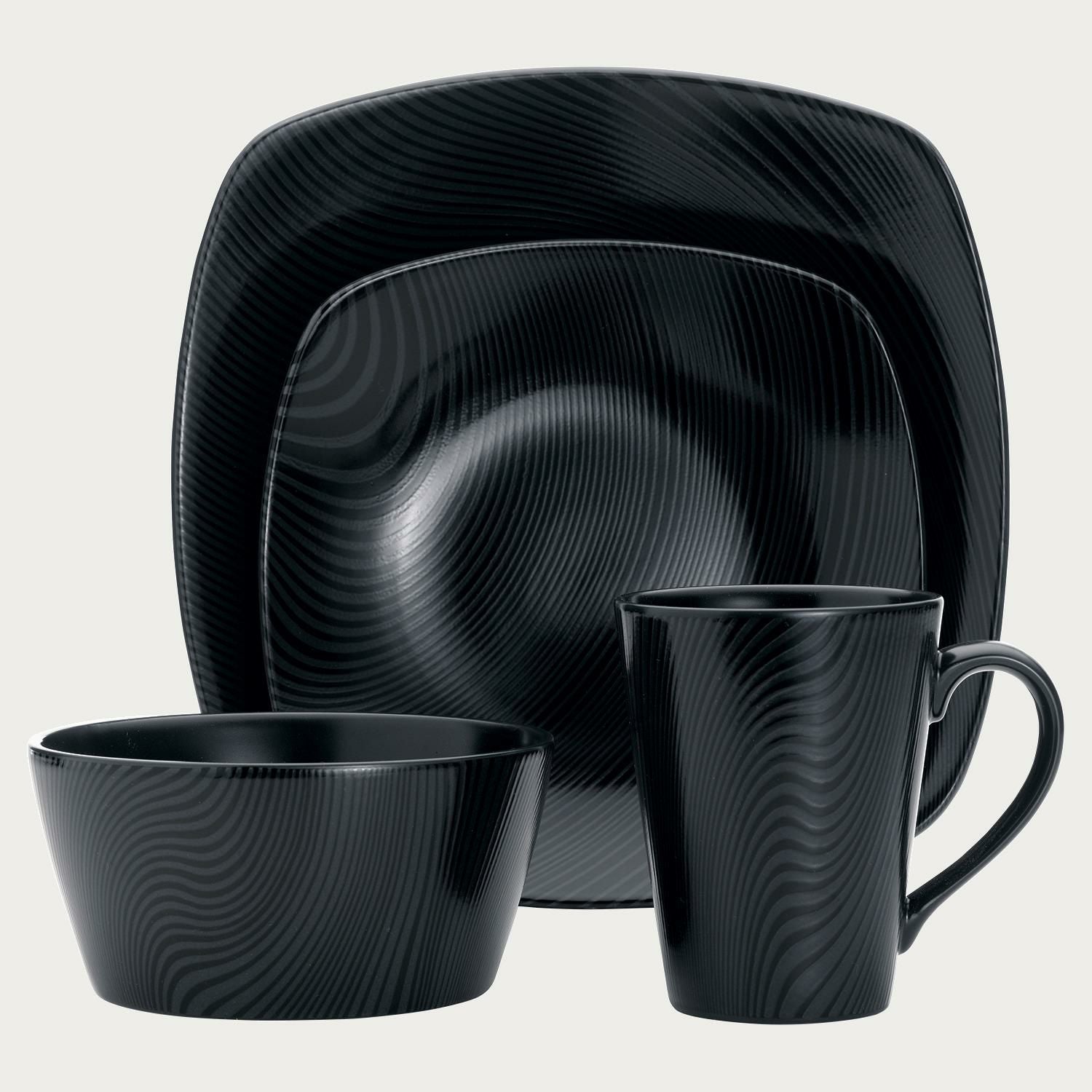 BOB 4pc スクエアプレートセット(Black on Black) | ノリタケ食器公式