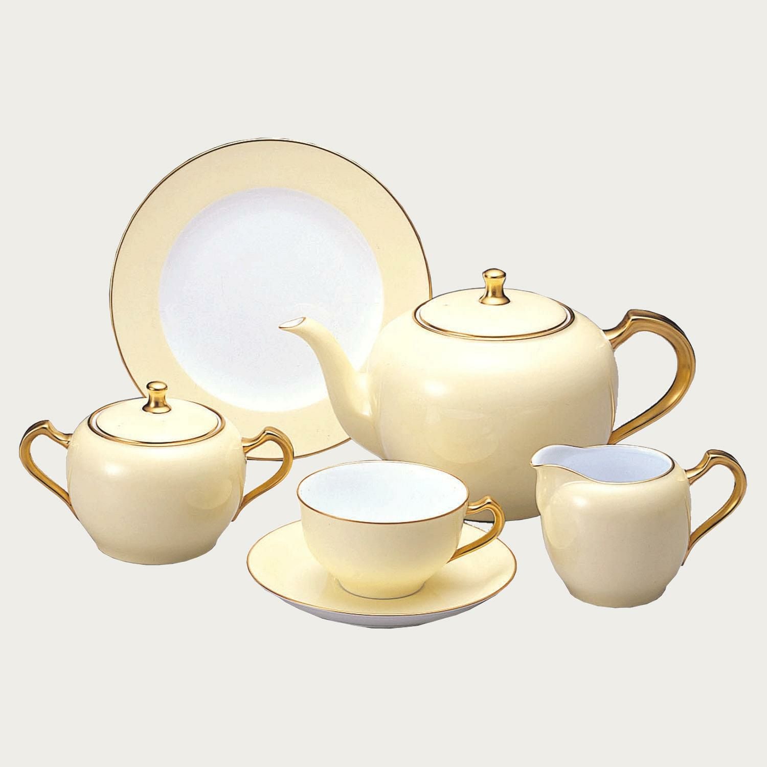 大倉陶園］色蒔き クリーム 23PC ティーセット | ノリタケ食器公式