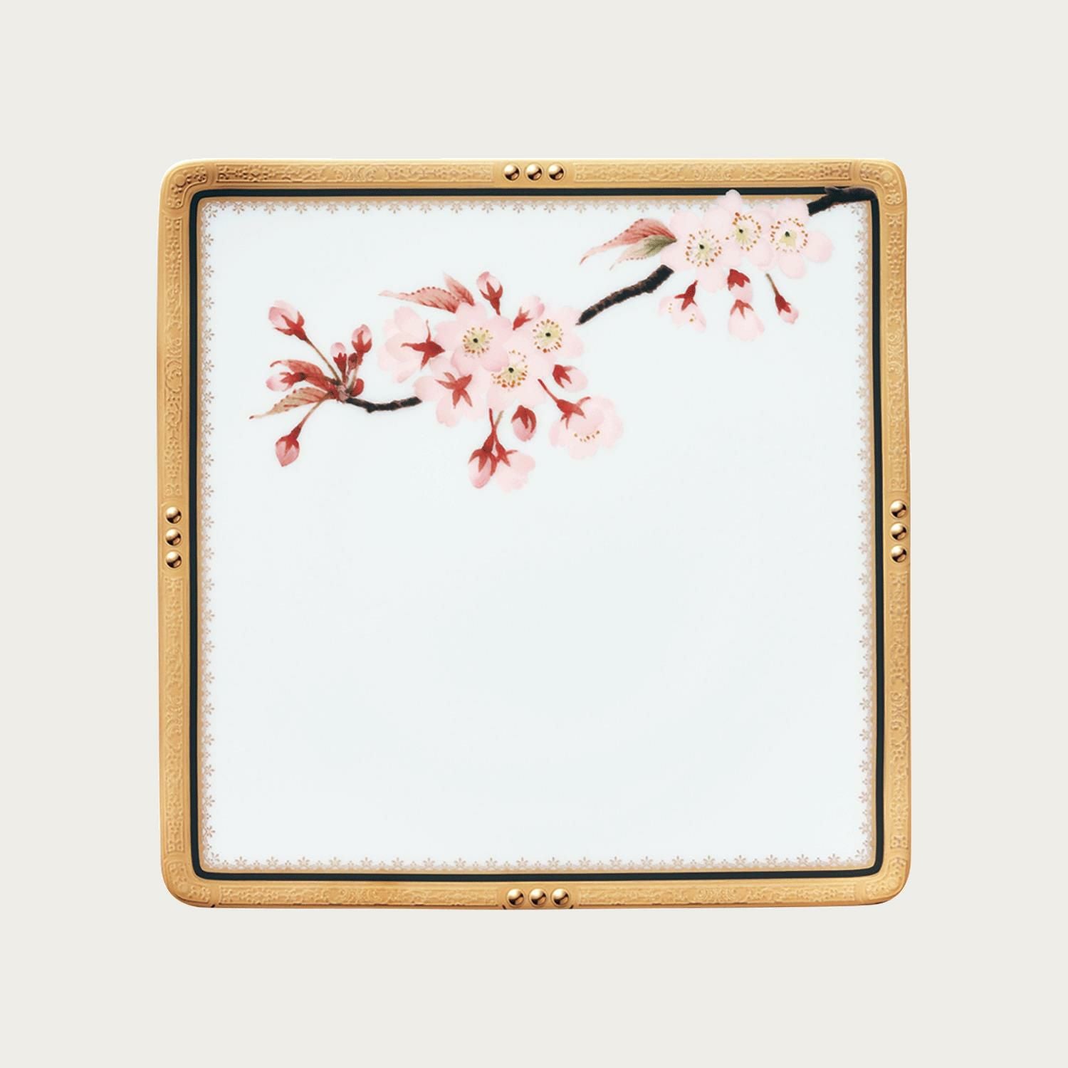 受注生産】四季彩舞曲 20.5cm スクエアプレート (桜) | ノリタケ食器