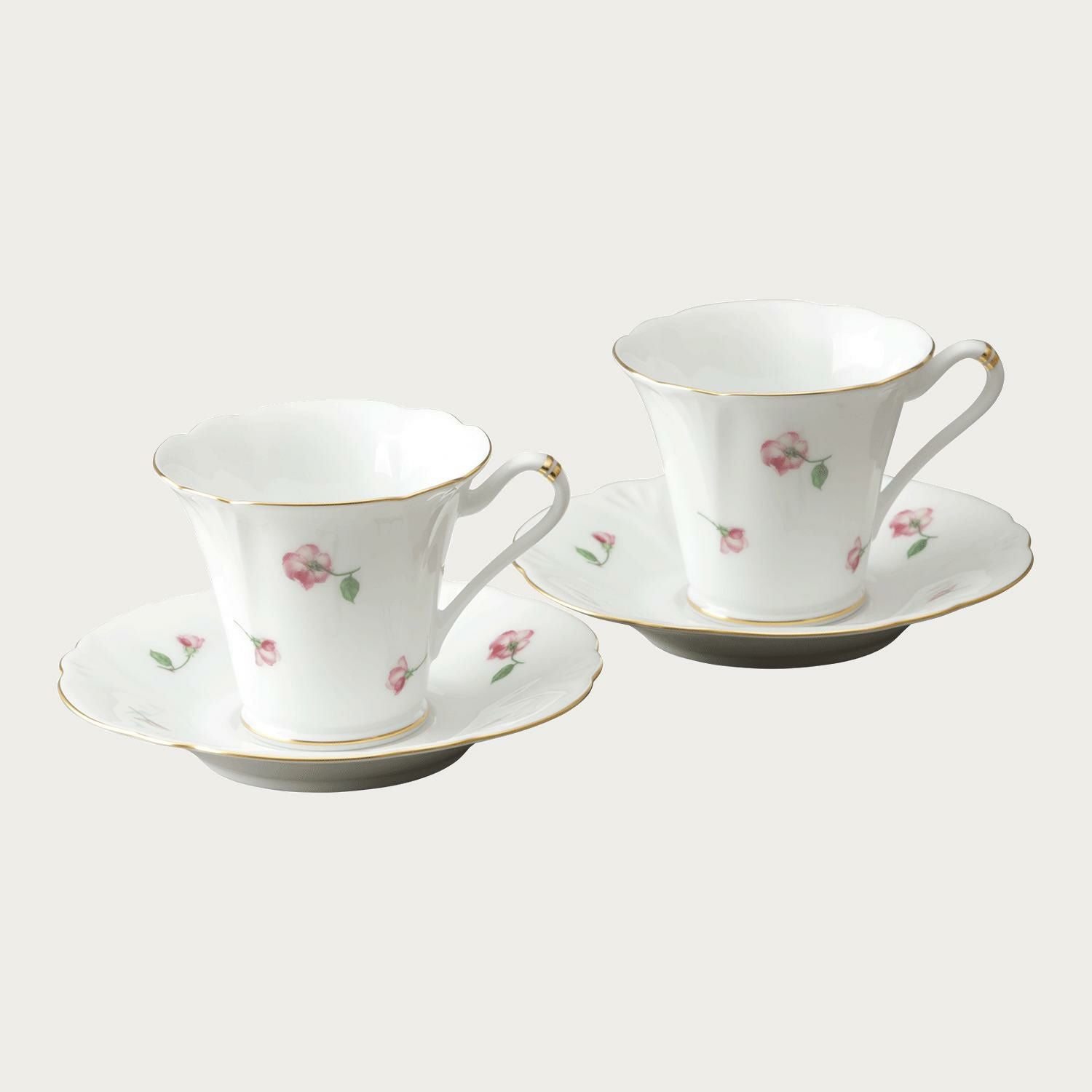 【廃盤品】Many　ローズ　プチメゾン 食器 陶器　ティーカップ　キャニスター 大倉陶園]プチローズ コーヒー碗皿 ペアセット | ノリタケ食器公式