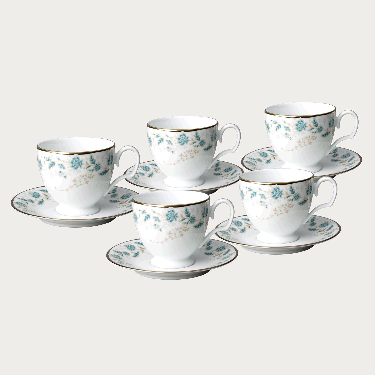 ESV44 【展示品】ノリタケ　カップ&ソーサー 5客セット 大皿 □特別価格□ターコイズ唐草柄 カップ＆ソーサー(5客) | ノリタケ食器